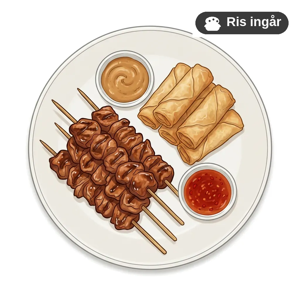 Yakitori med friterade färska grönsaker
