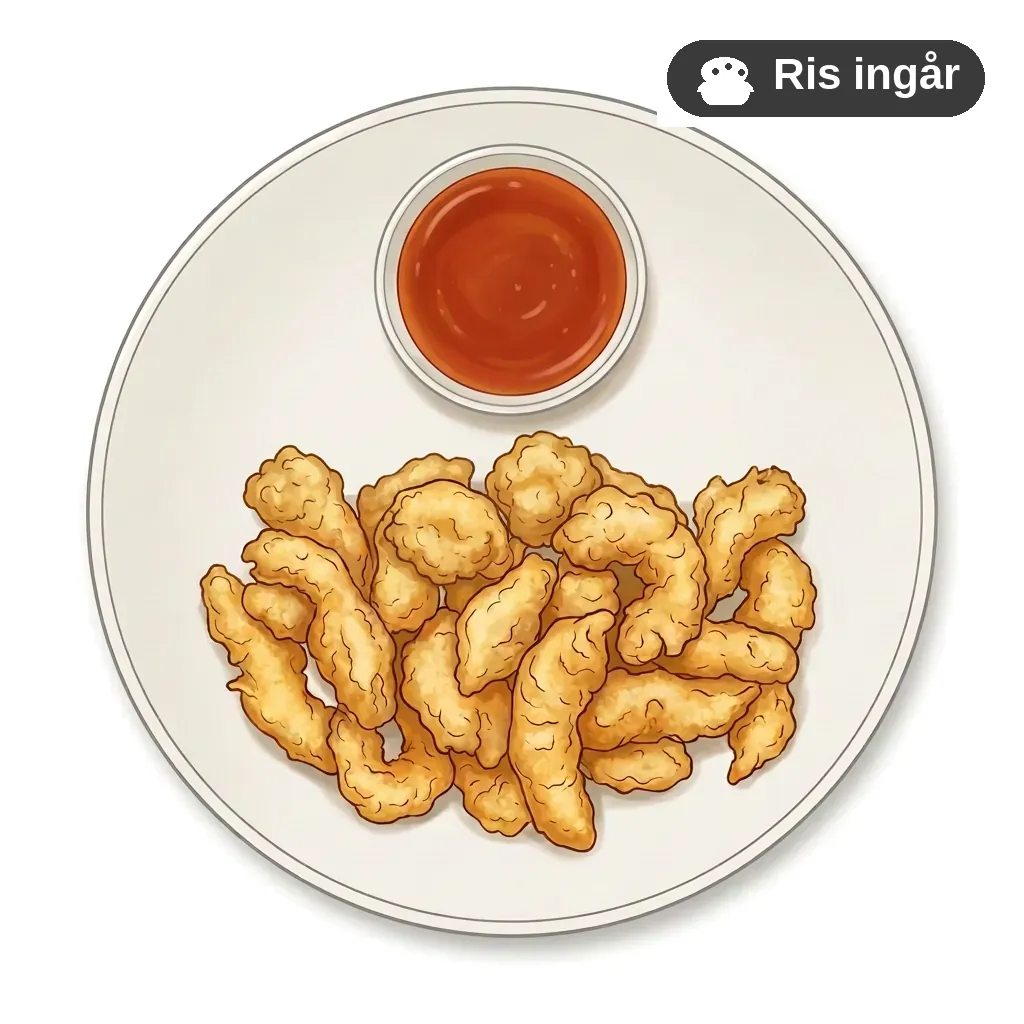 Friterad kyckling eller grönsaker med sötsur sås